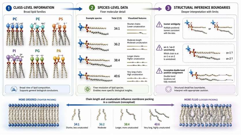 Evidence hierarchy for class-level and species-level phospholipid interpretation