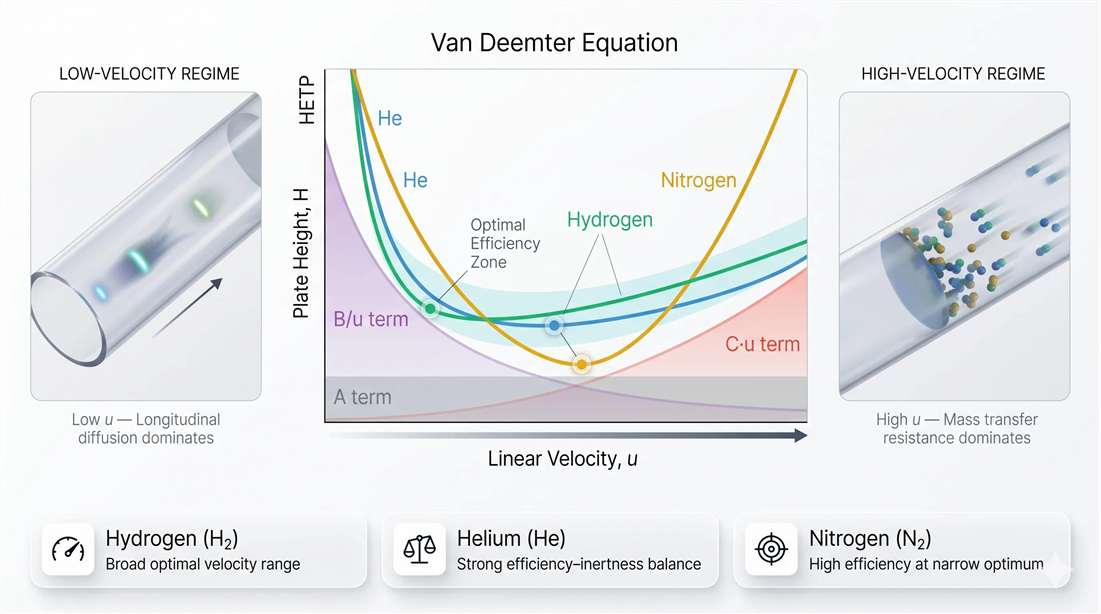 Van Deemter curve and the operational sweet spot for capillary GC