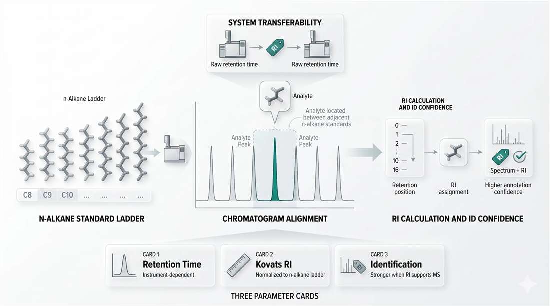 Kovats retention index workflow for transferable identification