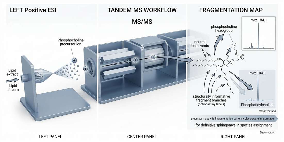 LC-MS/MS sphingomyelin fingerprinting and diagnostic fragmentation logic