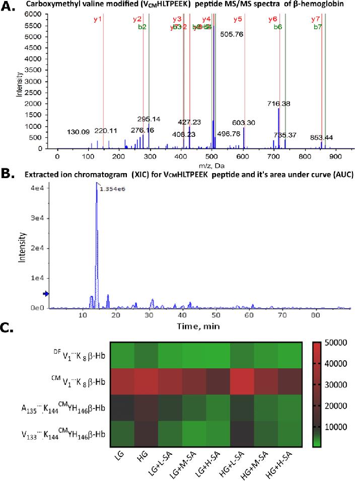 Glycated hemoglobin peptide analysis was conducted using targeted SWATH-MS.
