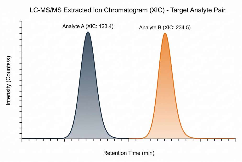 Bioanalytical QC report showing a highly linear standard curve for absolute quantification of low-abundance neuropeptides using targeted LC-MS/MS.