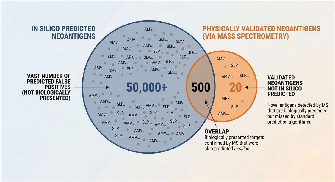 Venn diagram comparing predictions vs MS validation