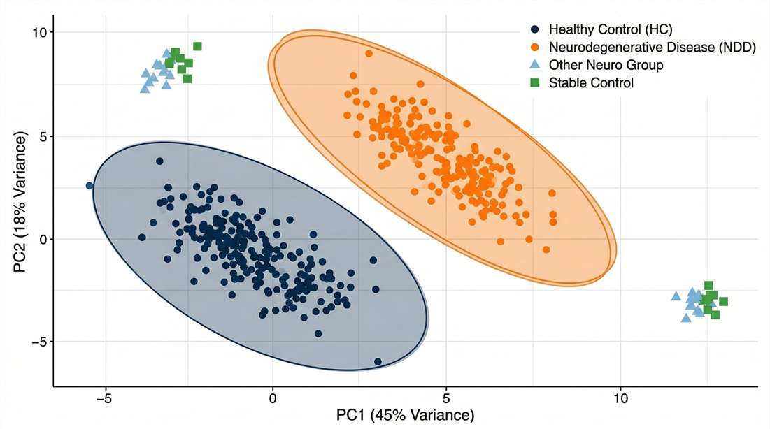 PCA plot showing disease group clustering