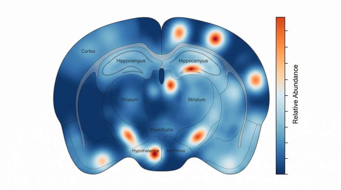 Spatial Heatmap showing peptide abundance across brain regions