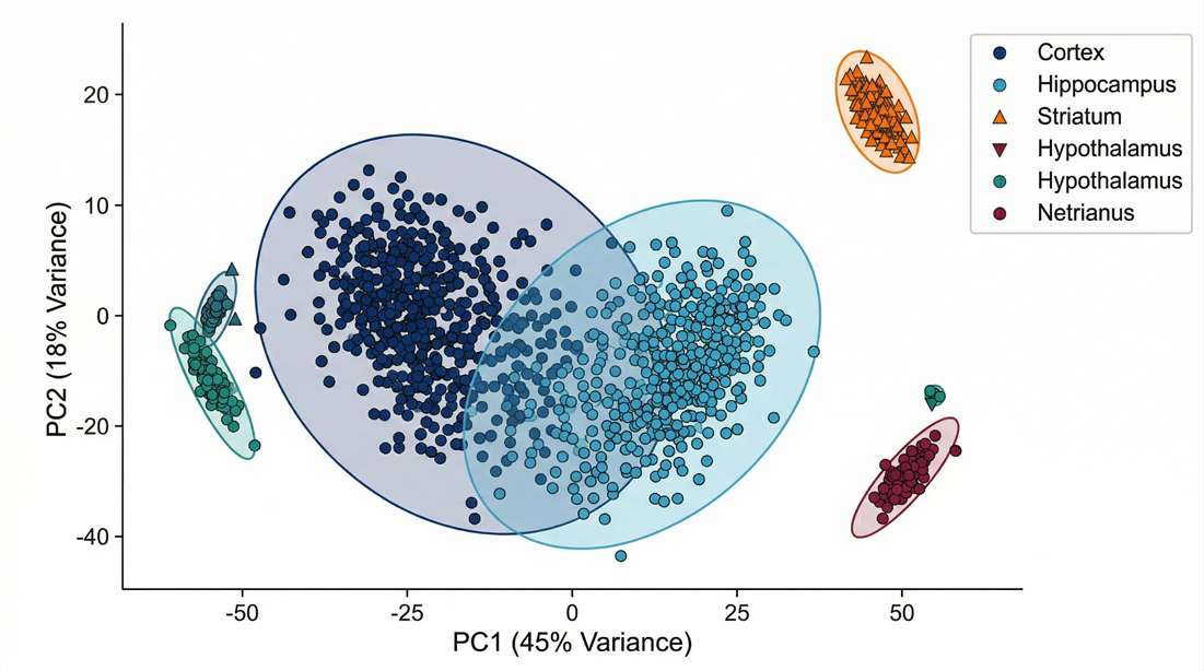 PCA plot validating targeted neurocircuits