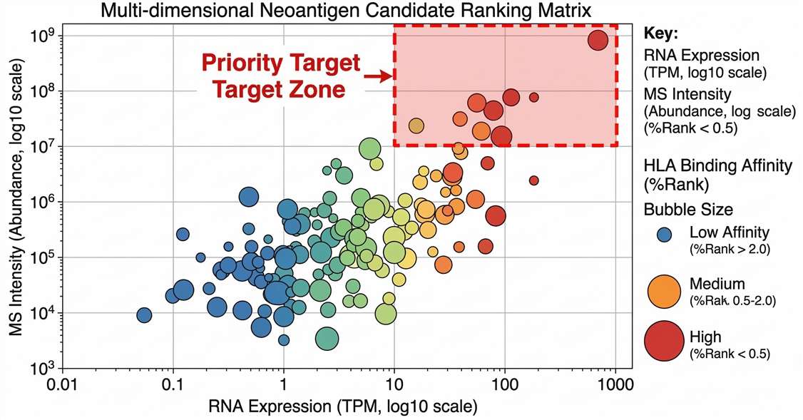 High-resolution scatter plot correlating RNA-seq TPM values with LC-MS/MS peptide intensities.