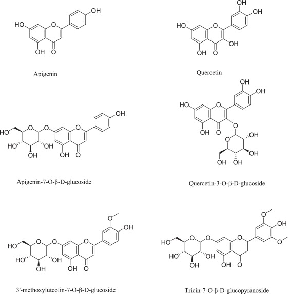 The chemical structures of six flavonoids.