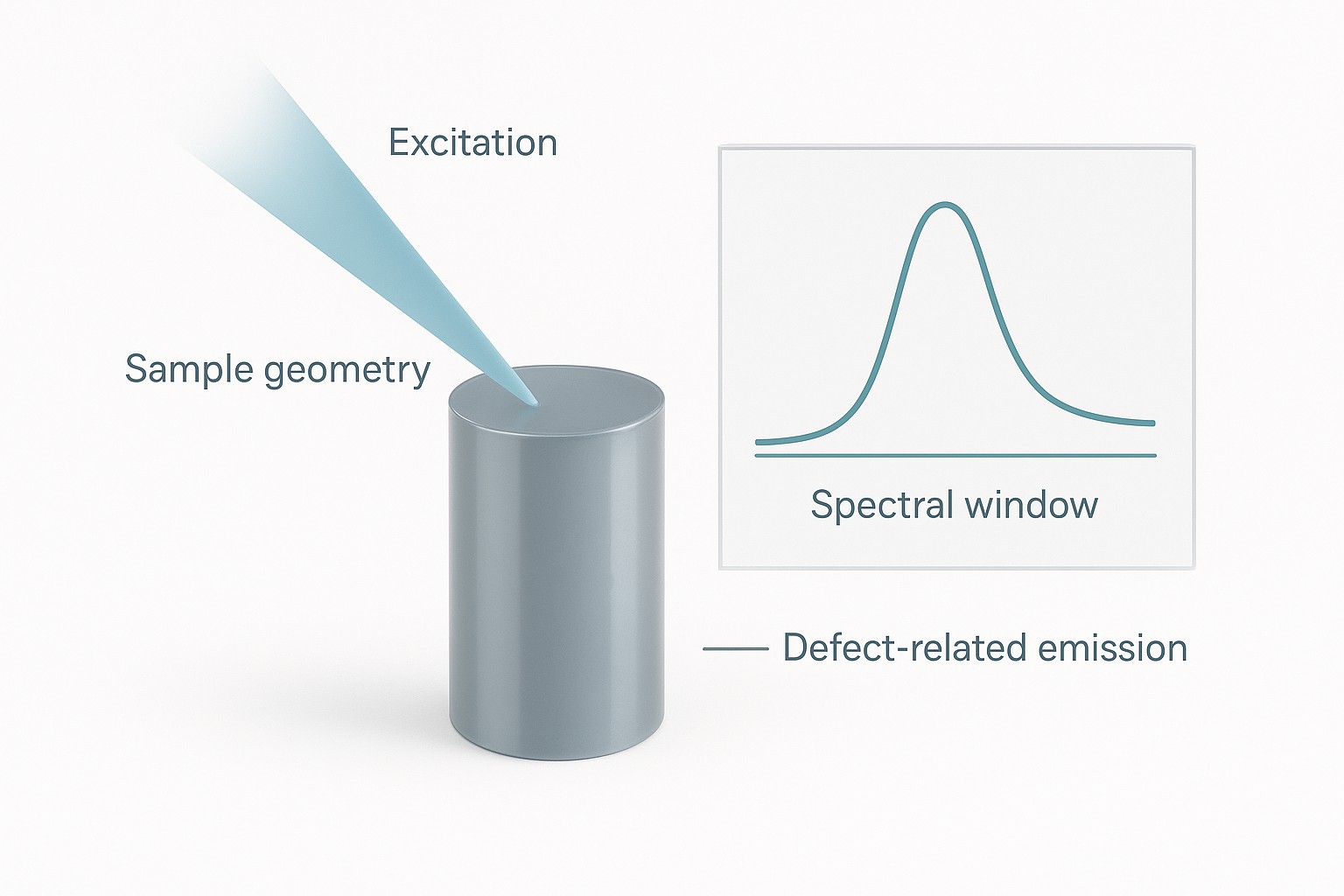 Photoluminescence and fluorescence planning for solid materials and defect-related emission
