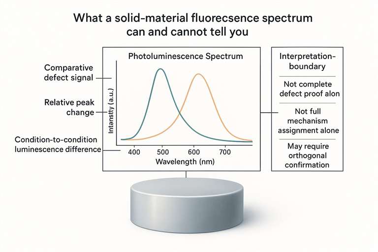 Figure 3. Photoluminescence spectra from solid materials can support comparative defect-focused interpretation, but should not be treated as stand-alone proof of complete defect identity without broader context.