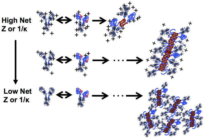 Aggregation likelihood by charge and length factors.