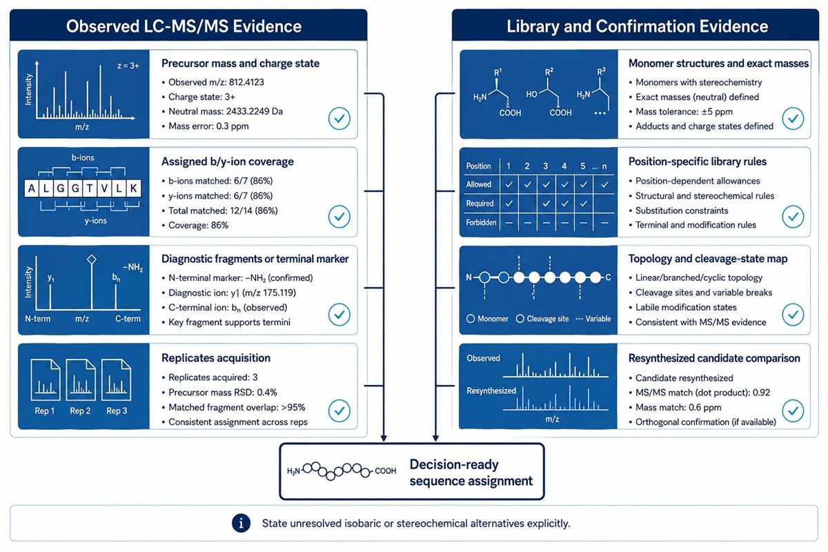 Evidence package for non-natural peptide sequencing from an OBOC hit using LC-MS/MS and resynthesis