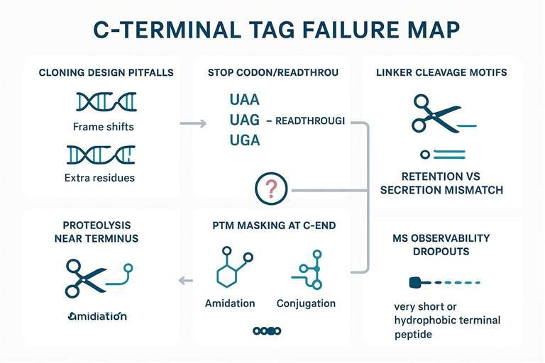 Common failure modes in C-terminal tag design and MS verification
