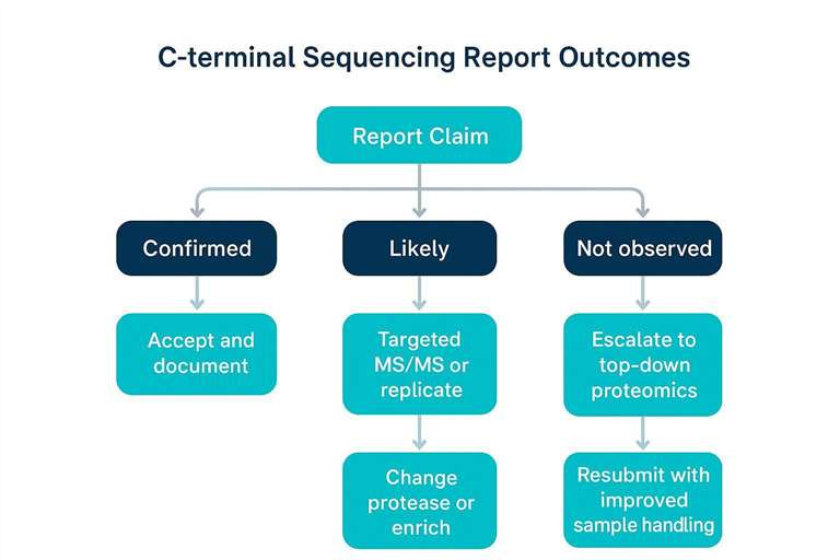 Decision tree for what to do after reading a C-terminal sequencing report