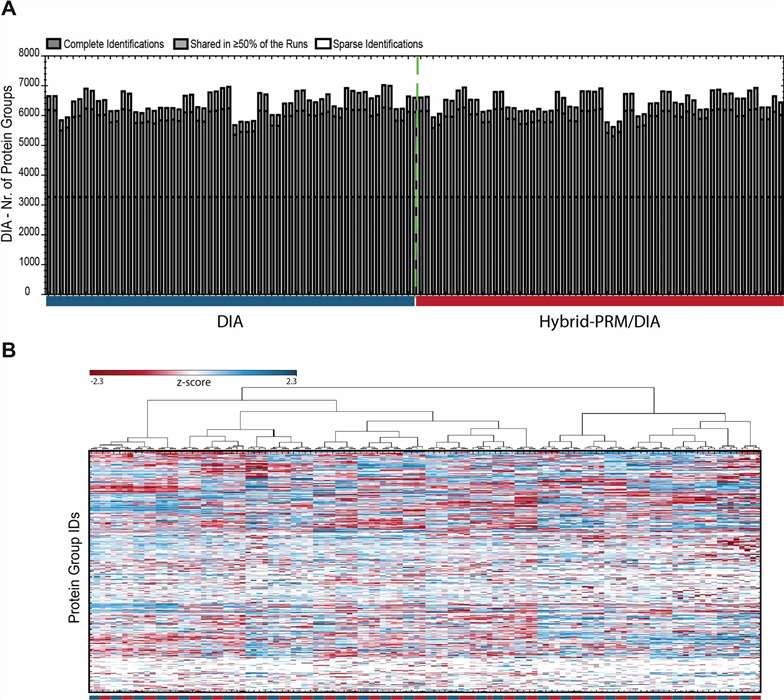 Case study data: quantitative reproducibility assessment for the hybrid-PRM/DIA workflow showing CV distribution across all targeted analytes with median CV below 20 percent
