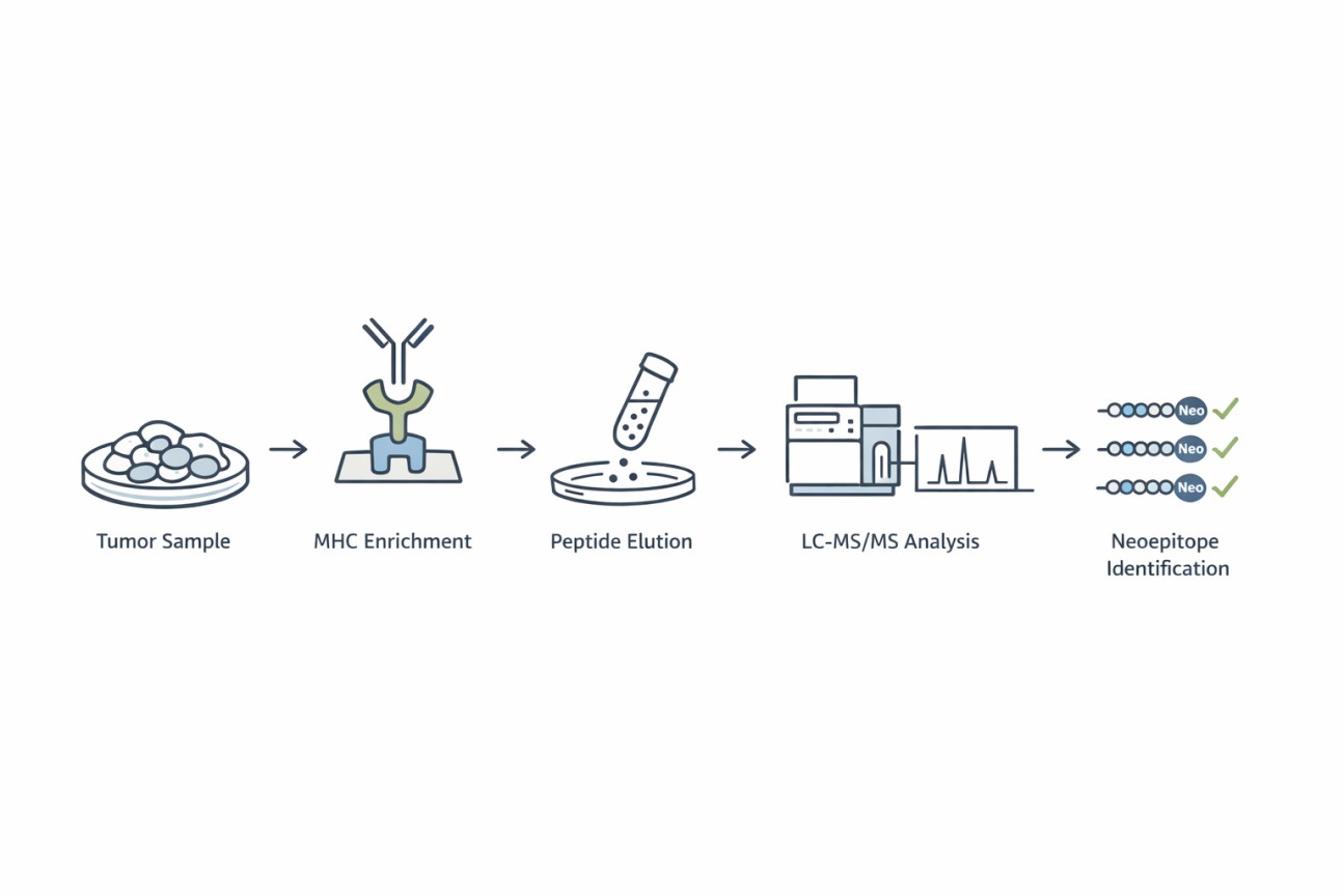 Creative Proteomics' neoepitope identification service workflow.