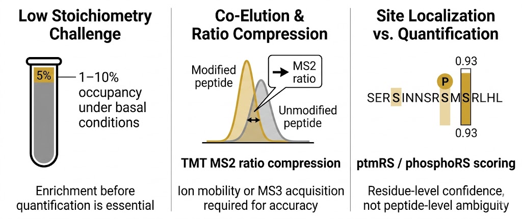 PTM quantification vs identification — why site occupancy, fold-change, and stoichiometry data are required for signaling research, drug MoA, and biomarker discovery