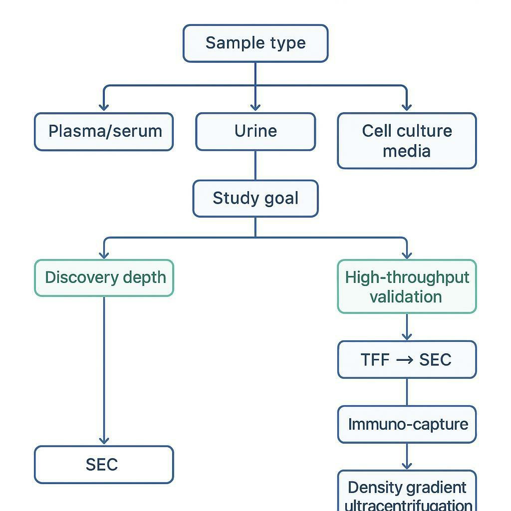 A simple SEC fraction map highlighting the early EV-rich elution peak in green, distinctly separated from the massive, delayed uromodulin/albumin peak in red
