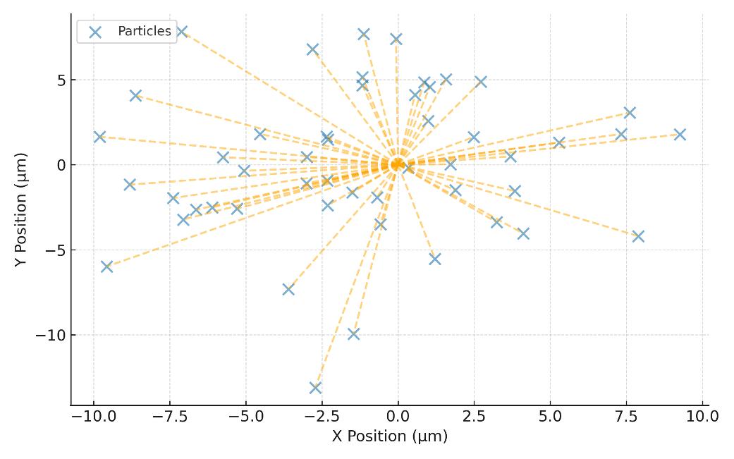 Particle concentration and tracking snapshot showing particle movement and concentration distribution.