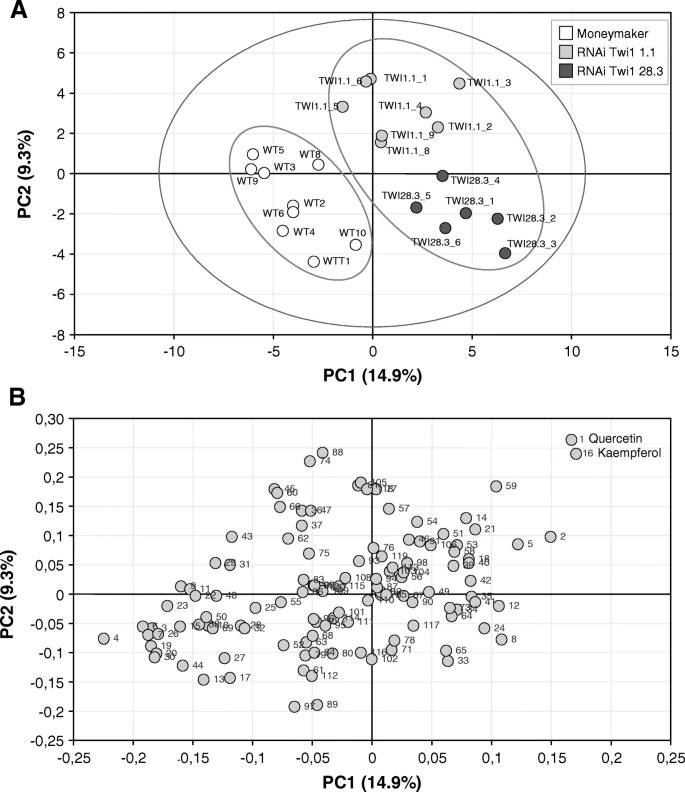 Figure 2. PLS analysis was performed on metabolites from leaves infected with Tomato Spot Virus (TSWV).