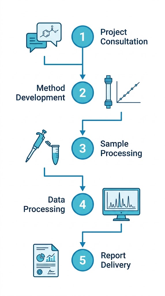 ADME DMPK mass spectrometry workflow from consultation to data delivery