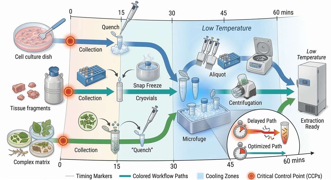 Matrix-specific one-hour workflow for collection-to-freeze control