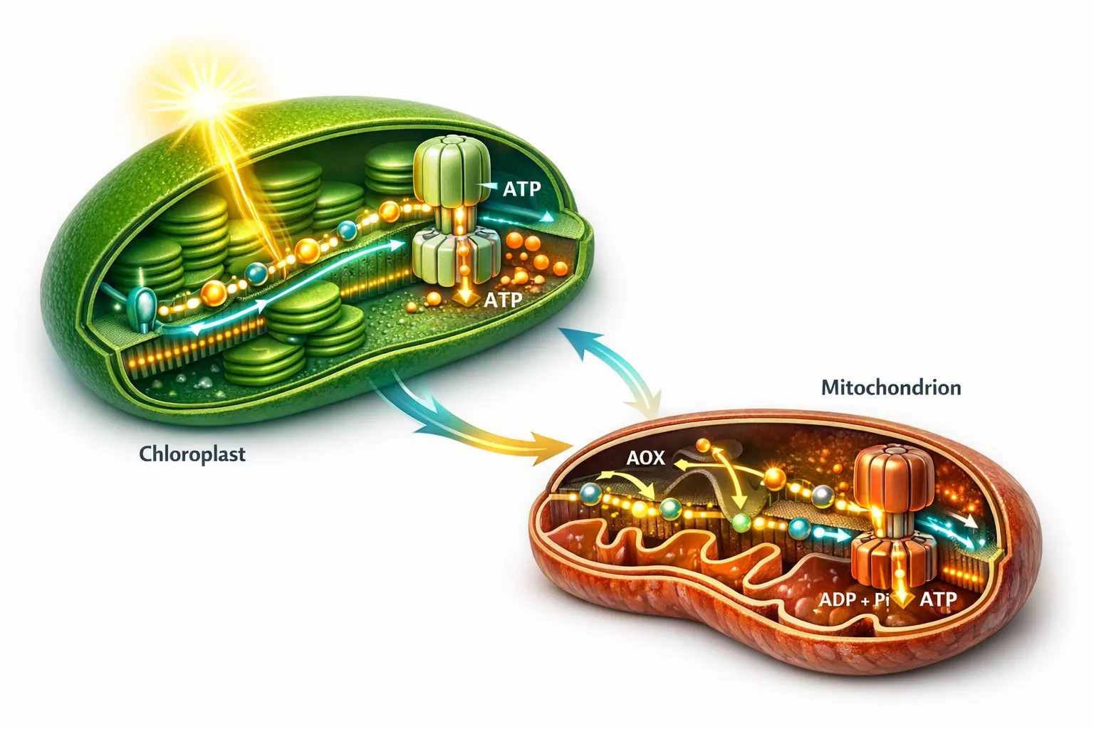 Bioenergetics of the Plant Genome: Photosynthetic ATP Synthesis and Mitochondrial Integration