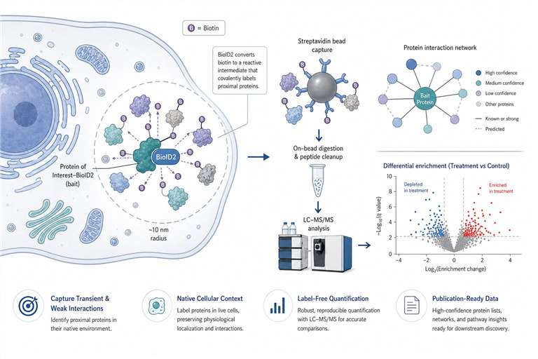 BioID2 proximity labeling proteomics service workflow