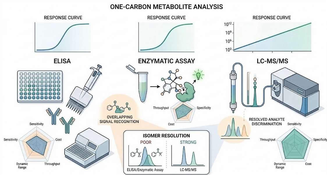 Decision-oriented comparison of ELISA, enzymatic assays, and LC-MS/MS.