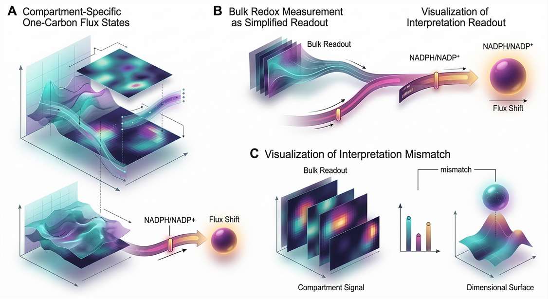 Figure 3. Why bulk redox readouts can mislead without compartment-aware interpretation.
