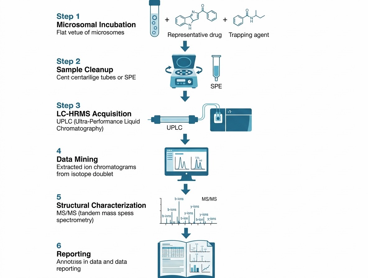 Drug–protein adduct MS workflow from incubation to reporting