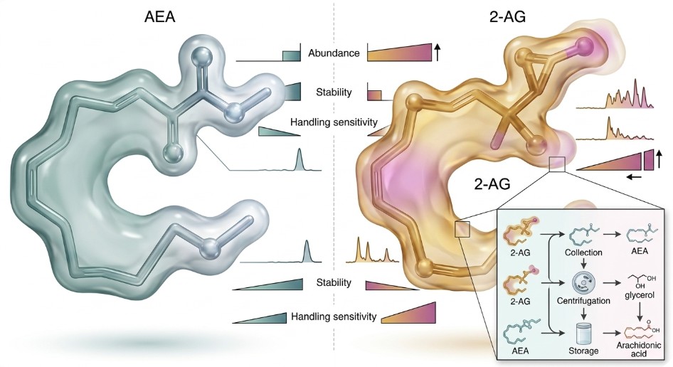Analytical comparison of AEA and 2-AG