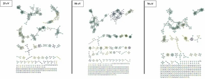 FBMN of beauvericin analogs at 25, 50, and 70 eV collision energies