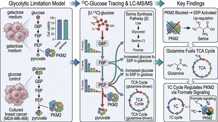 Research workflow diagram illustrating the PKM2-dependent glycolytic rewiring study design