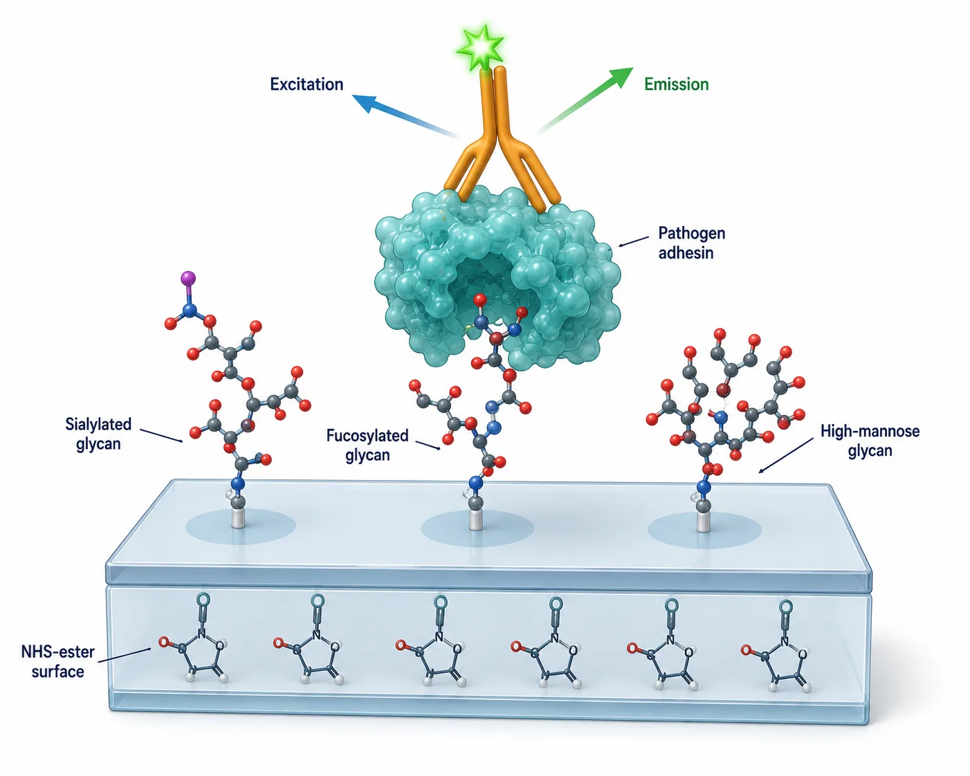 Figure 2: 3D isometric surface chemistry illustration