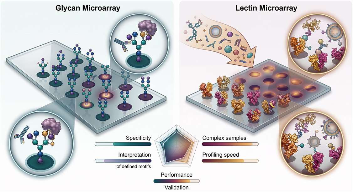 Workflow-positioning view of glycan microarray and lectin microarray