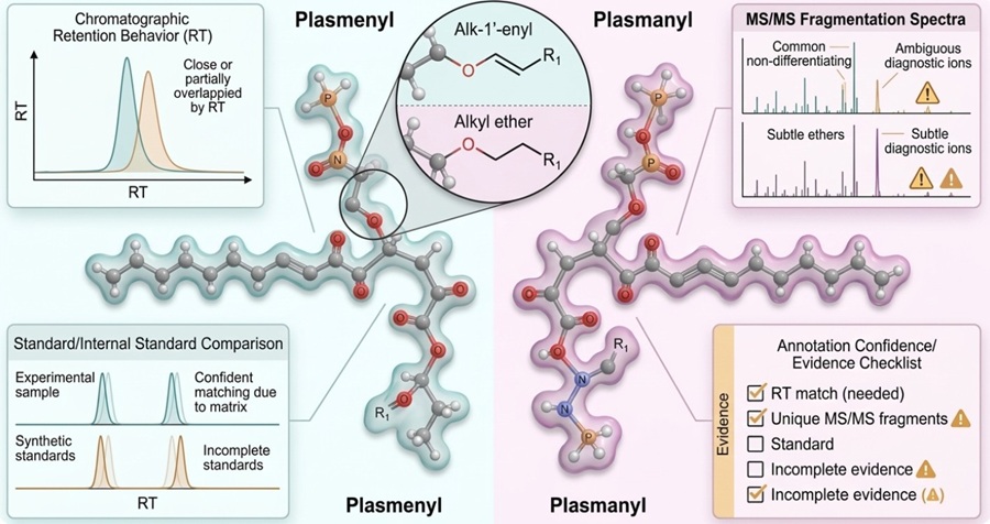 Figure 2. Evidence chain for plasmenyl vs plasmanyl interpretation.