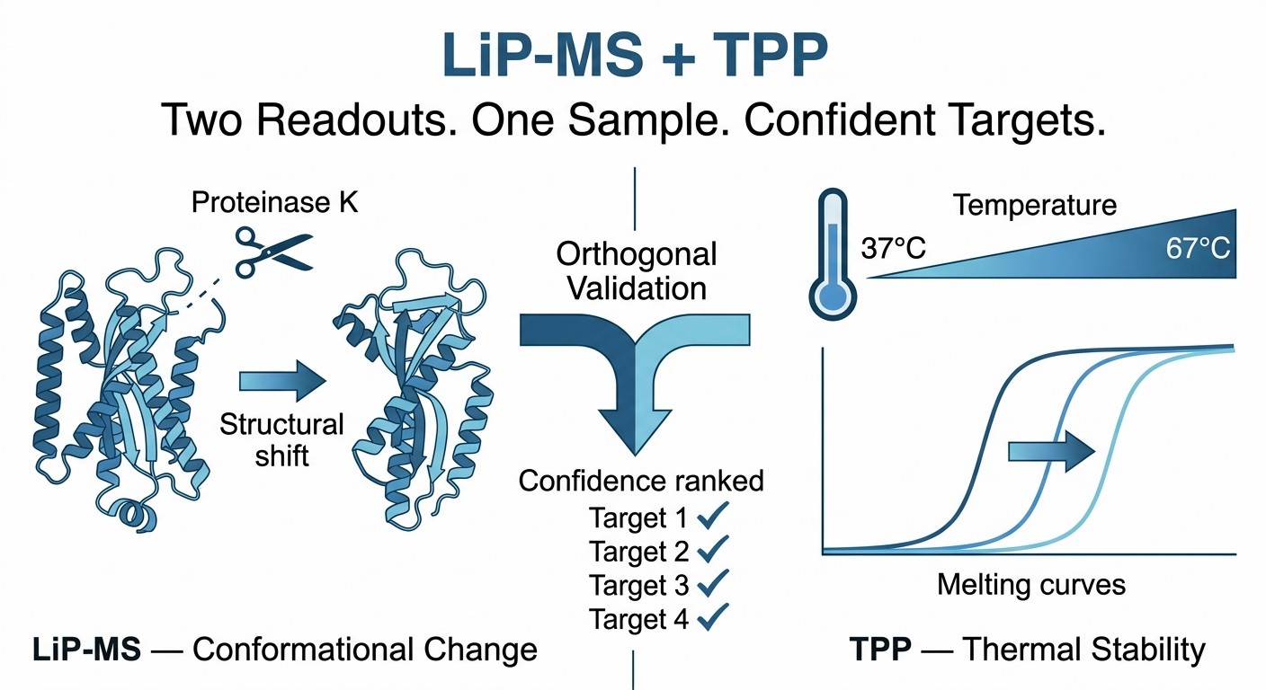 Integrated LiP-MS TPP orthogonal drug target deconvolution workflow combining conformational detection with thermal stability profiling
