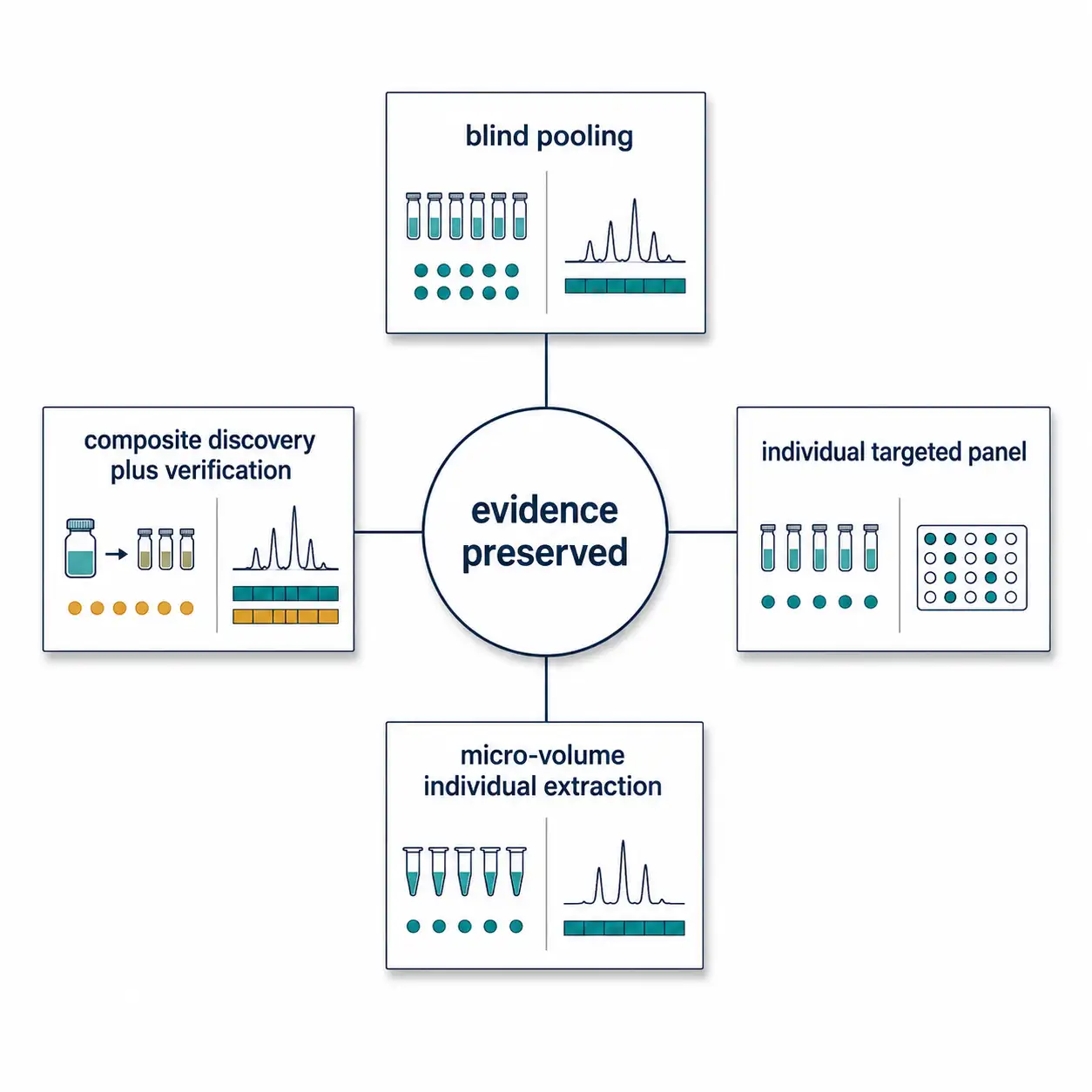 Minimal scientific decision framework comparing four low-input metabolomics routes by individual replication, signal support, annotation value, and validation burden.
