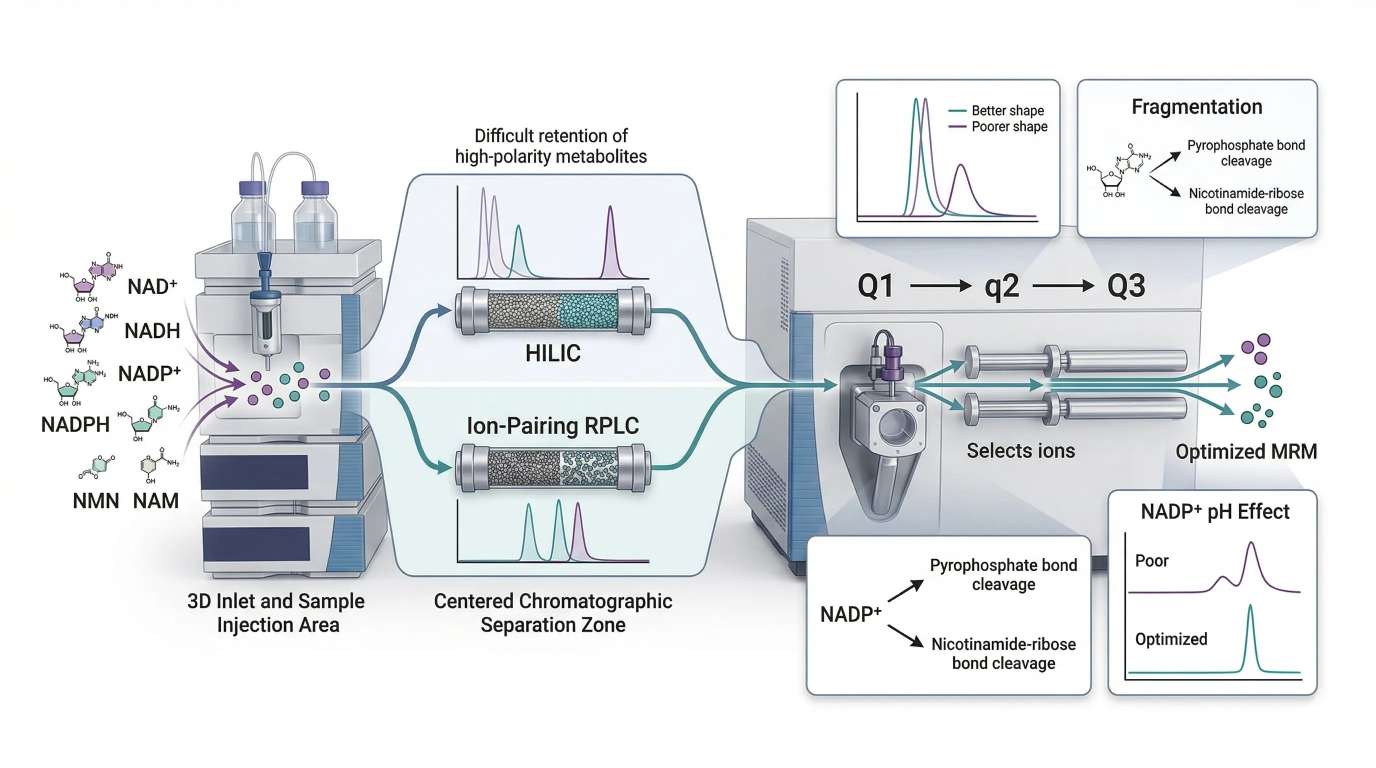 LC-MS/MS workflow for targeted NAD metabolite quantification
