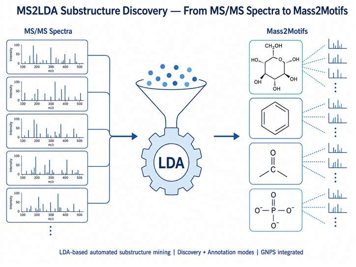 MS2LDA substructure discovery concept diagram