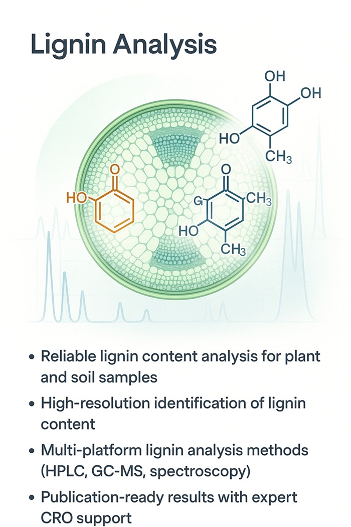 Lignin analysis by HPLC and GC–MS with plant cross-section and lignin monomer structures