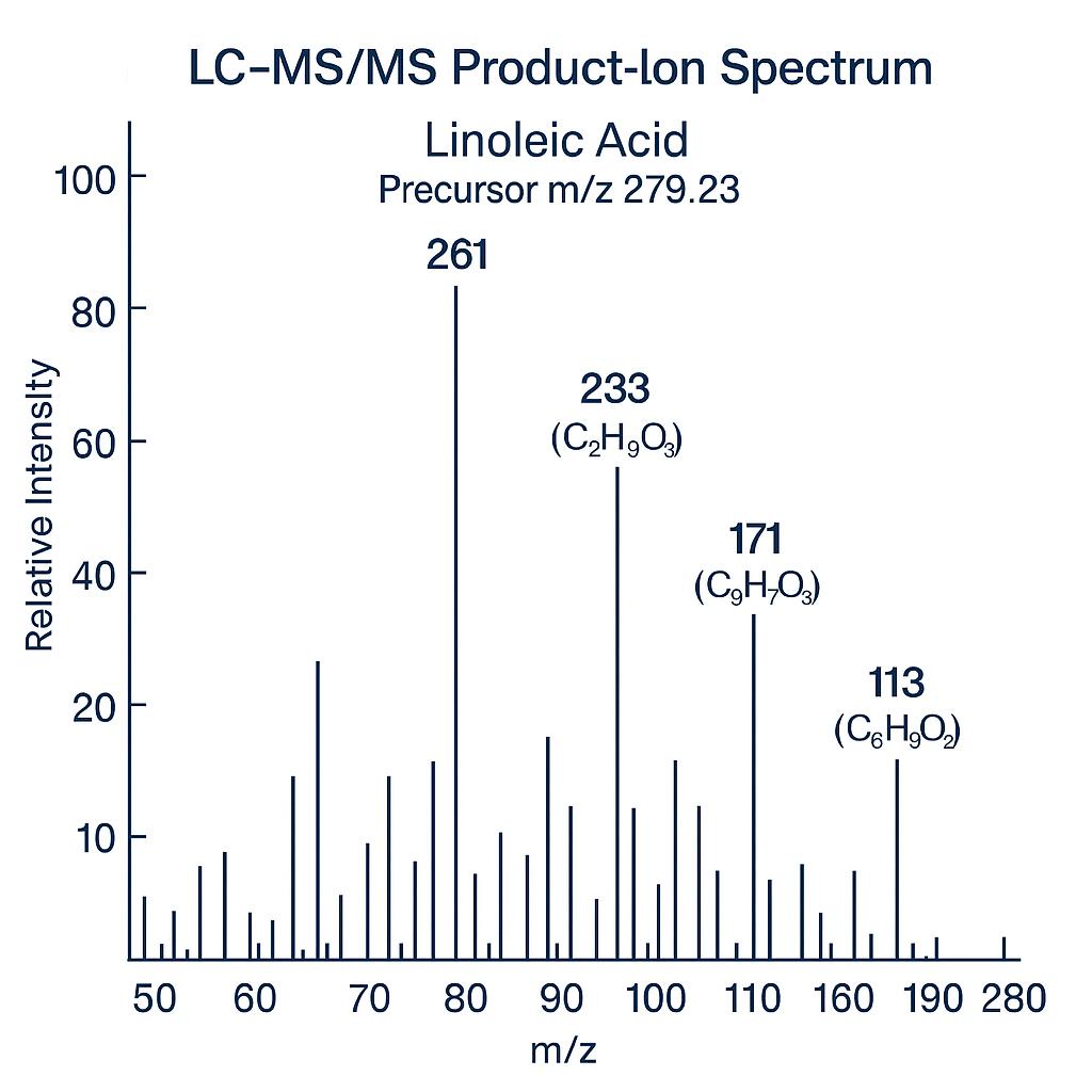 GC-FID chromatogram overlay of sample and standard highlighting the linoleic-acid peak at 9.74 minutes
