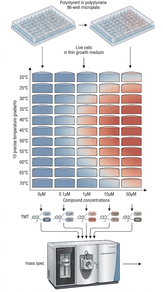 2D-TPP experimental design matrix combining temperature and concentration gradients.