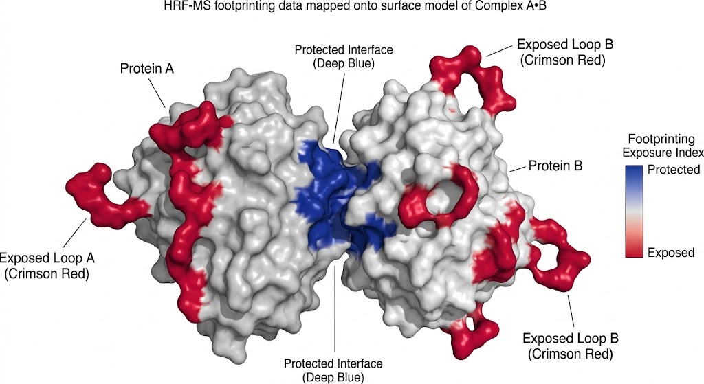 3D Structural Footprinting Heatmap highlighting shielded interaction interfaces