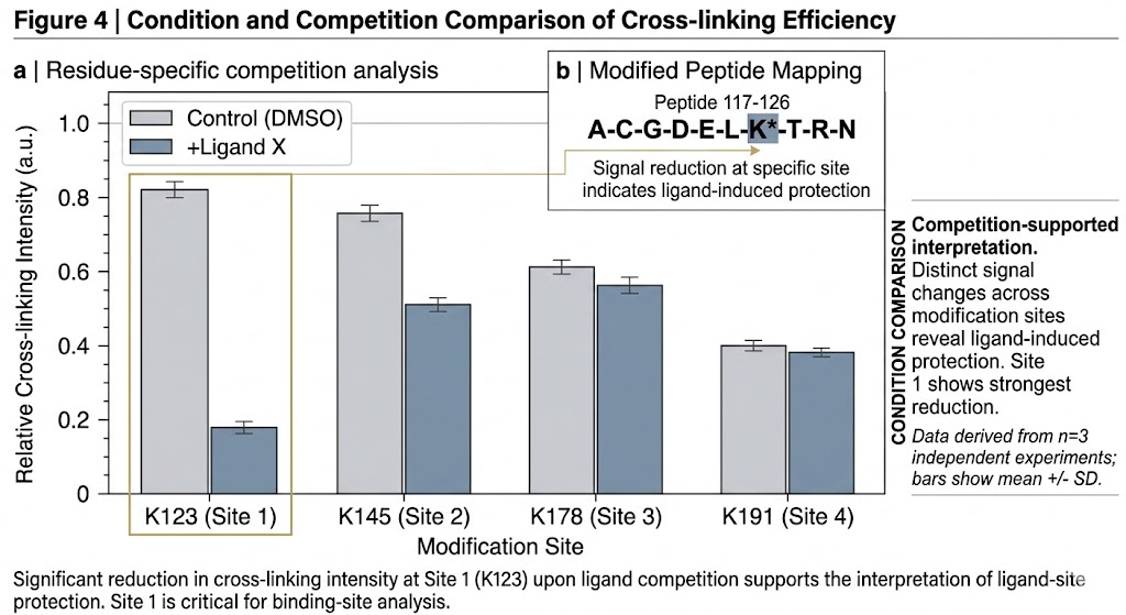 Condition comparison plot showing interpretable labeling differences in Photo-crosslinking Structural MS.