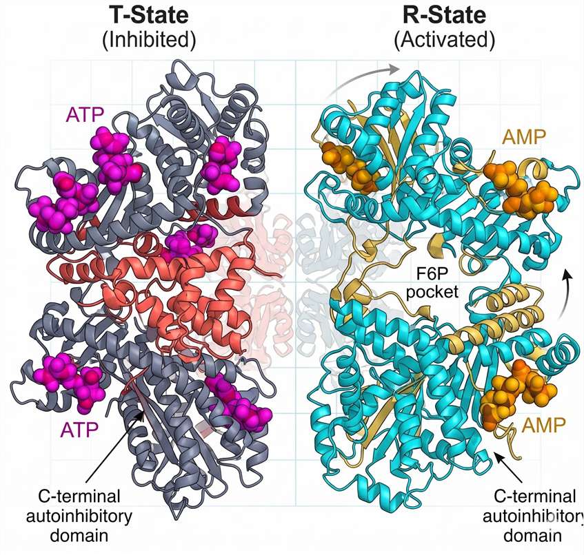 Figure 2: PFK-1 Allosteric T-to-R Transition