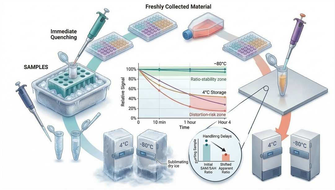 Figure 3. How Laboratory Handling Alters Apparent SAM/SAH Ratio Before Analysis