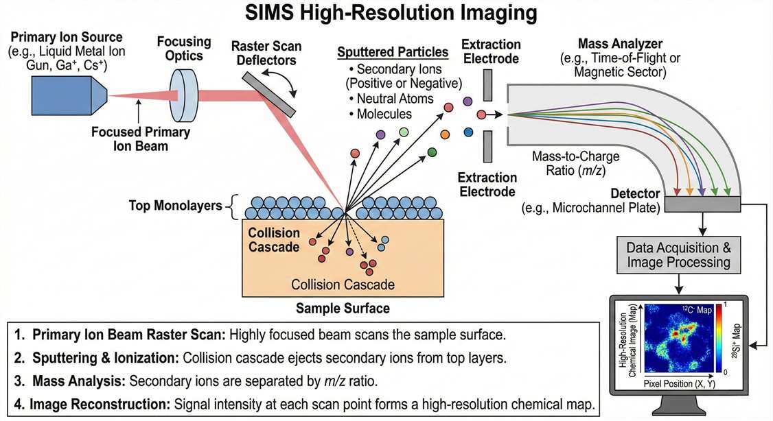 SIMS imaging mechanisms