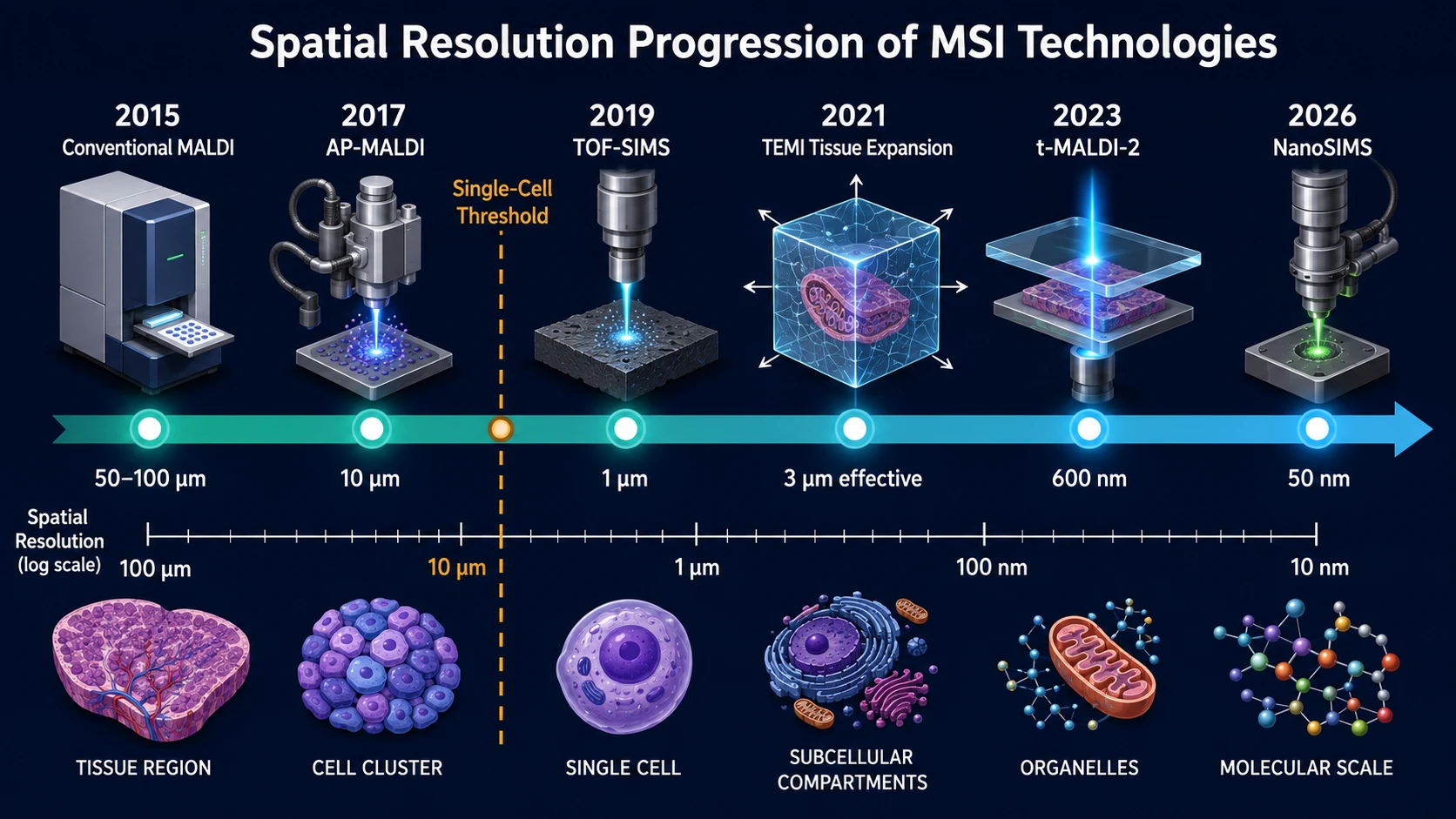 Single-Cell Spatial Metabolomics: From Subcellular Resolution MSI to Multi-Modal Integration